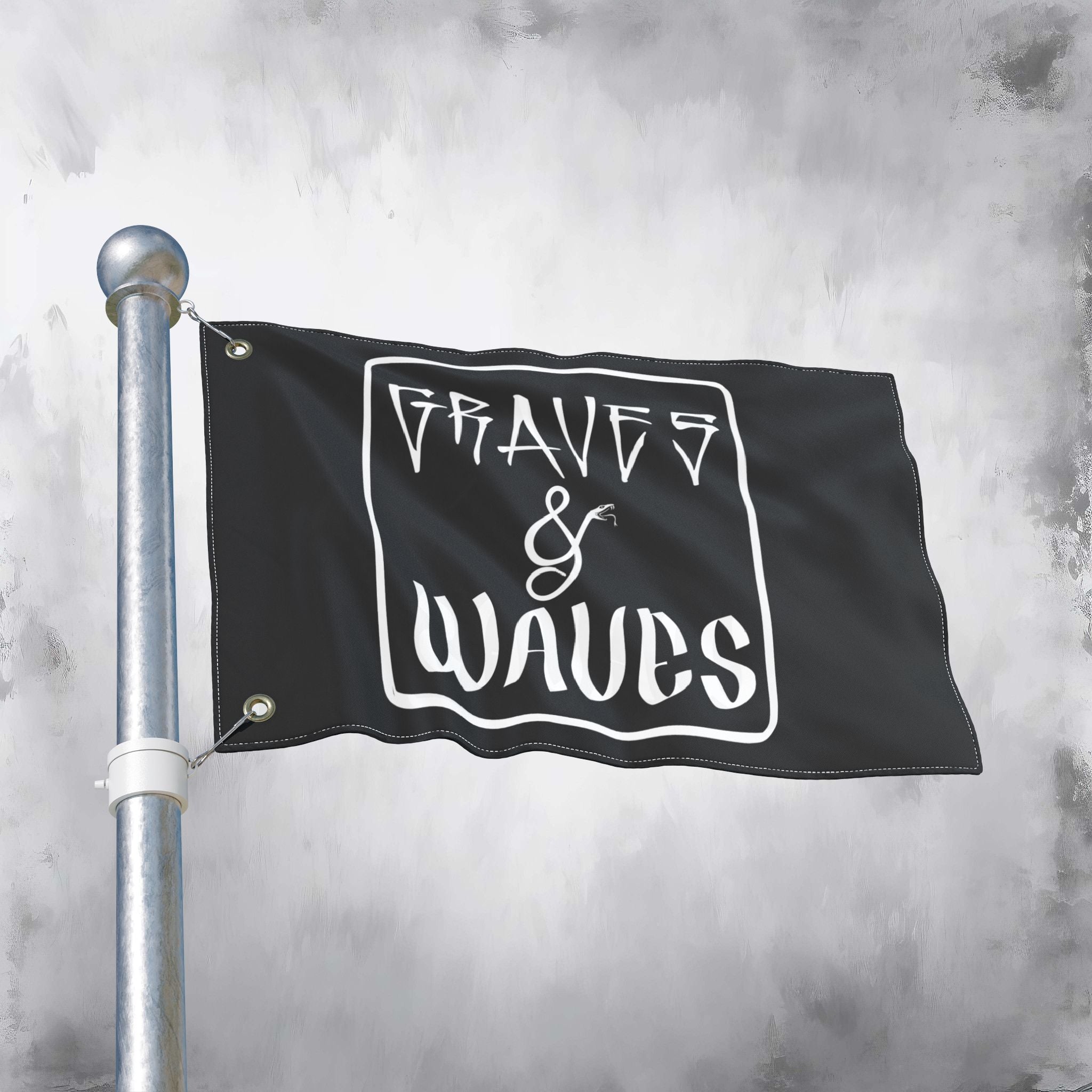 Graves & Waves Double-Sided Black Flag