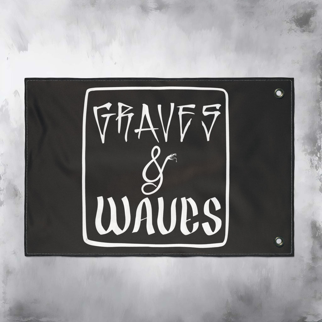 Graves & Waves Double-Sided Black Flag