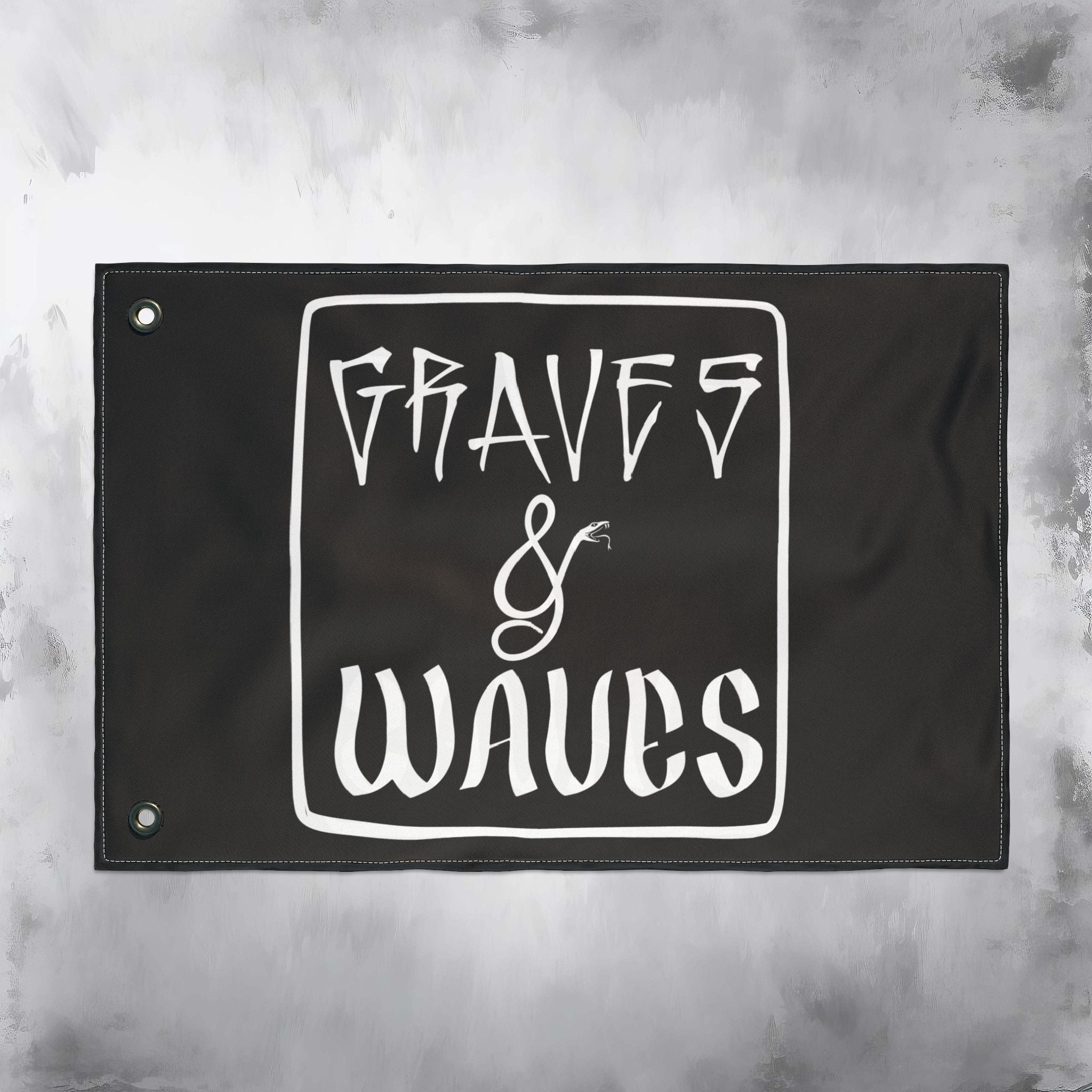 Graves & Waves Double-Sided Black Flag